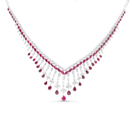 Necklace with red ruby stone