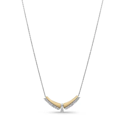 18K WHITE & PINK GOLD DIAMOND NECKLACE