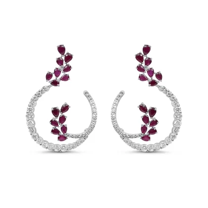 18K WHTE GOLD EARRINGS WITH RUBY STONES