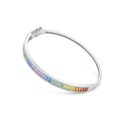 18K WHITE GOLD DIAMOND BRACELET WITH MULTI SAPPHIRE STONE