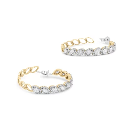 18K WHITE/PINK GOLD DIAMOND EARRINGS